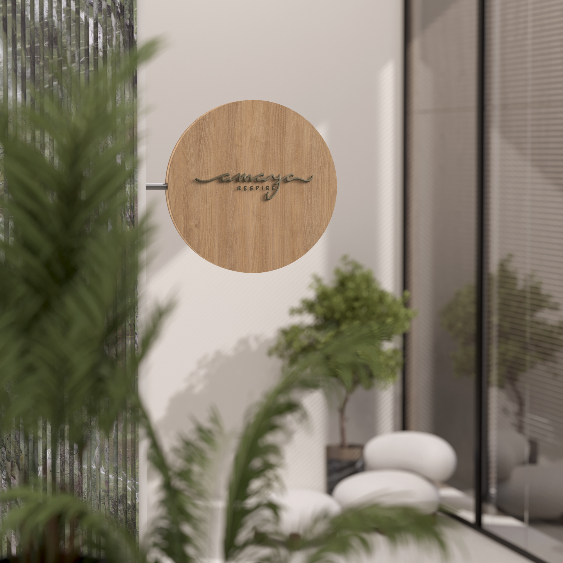Logo Amaya Respire sur enseigne bois – sophrologue et bien-être à Aix-en-Provence